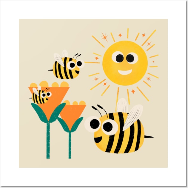 Happy bees and sunshine Wall Art by bruxamagica